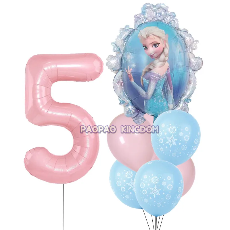 Frozen Birthday Party Decorations Kids Disney Elsa Anna Cartoon Snow Queen Princess Foil Balloons Air Inflatable Globos