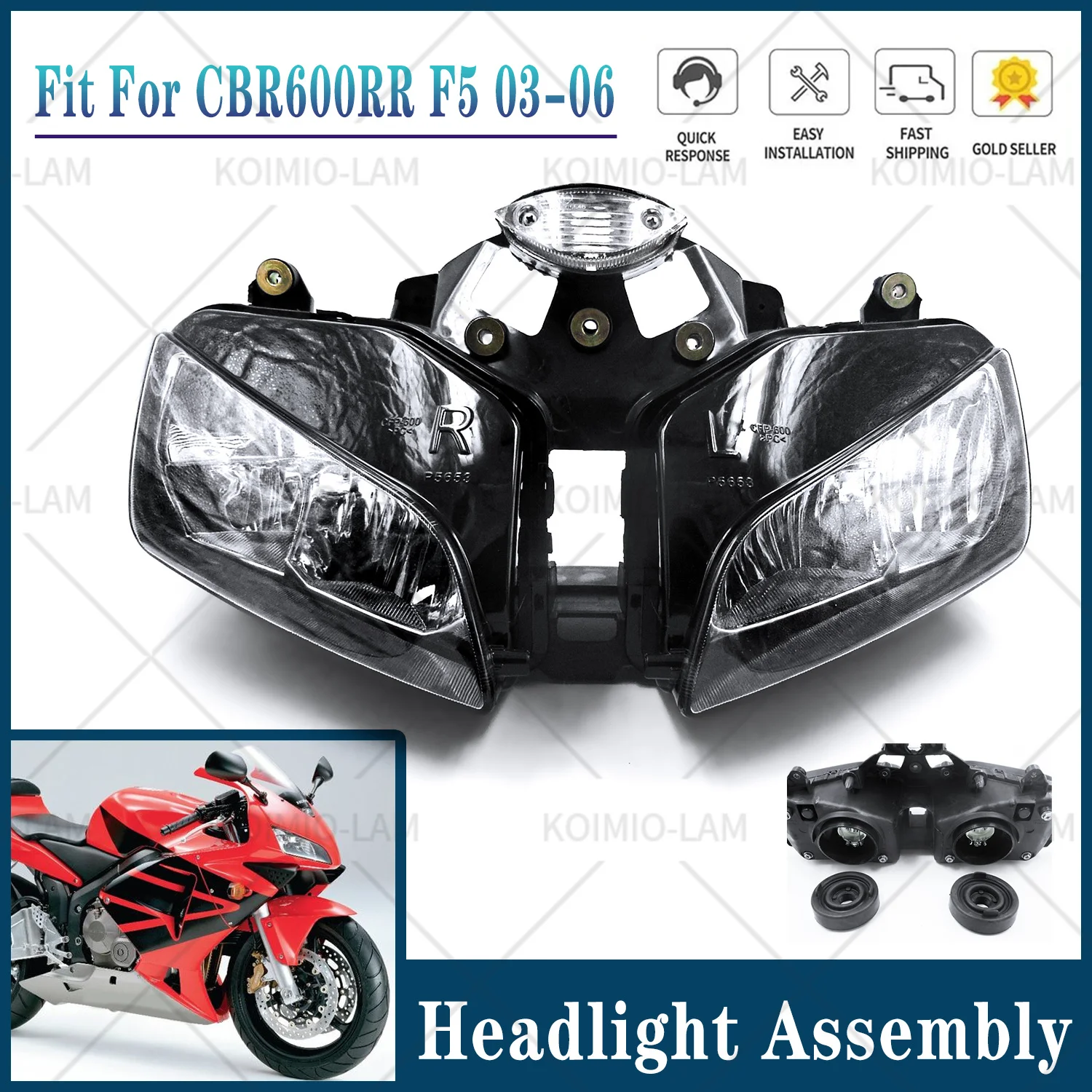 

Fit for HONDA CBR600RR 2003 - 2006 F5 Motorcycle Headlight Assembly Headlamp Light CBR 600 RR 2004 2005