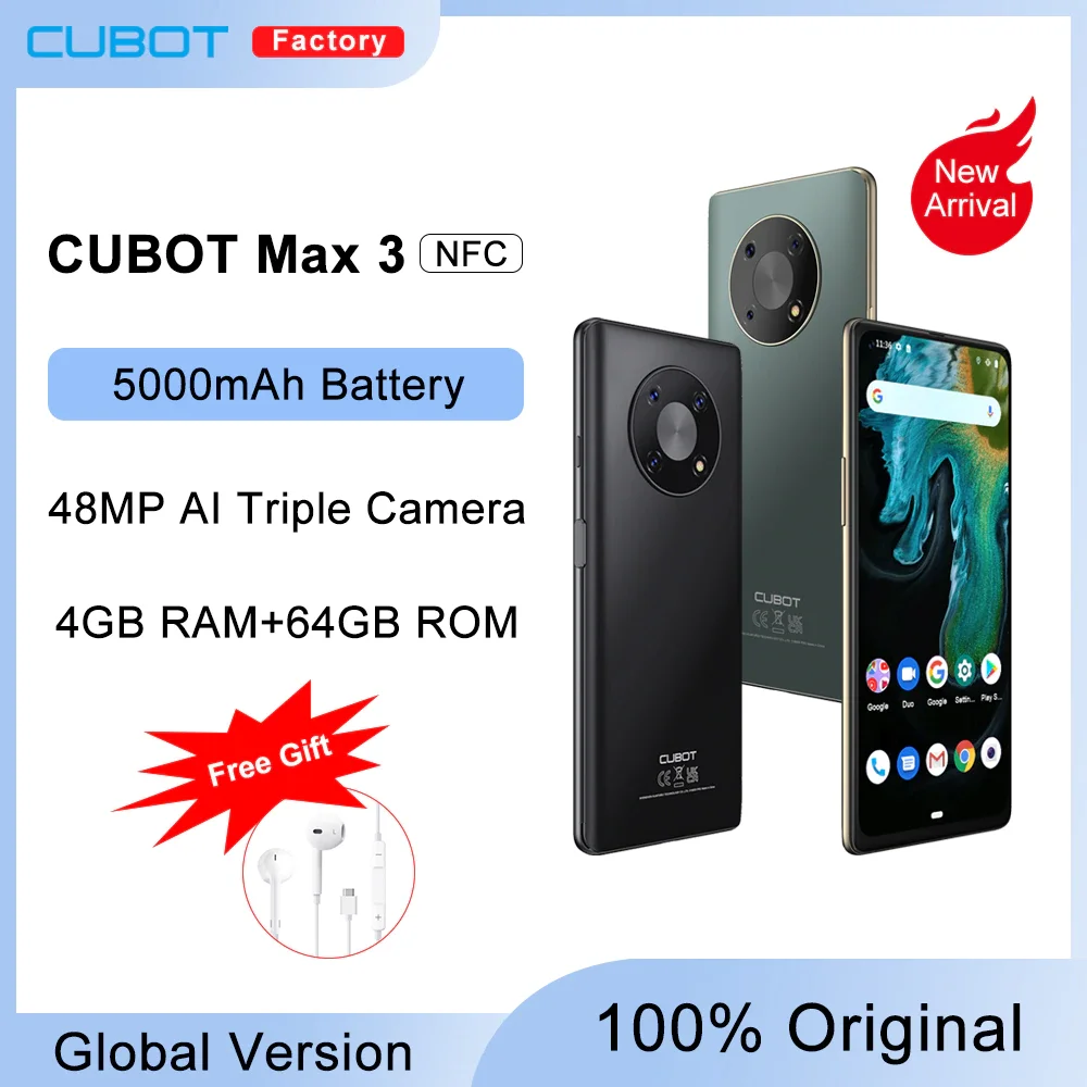 Cubot MAX-teléfono inteligente 3, Pantalla Completa de 6,95 ", Ultra grande, Mini tableta, 5000mAh, Triple CÁMARA DE 48MP, NFC, Android 11