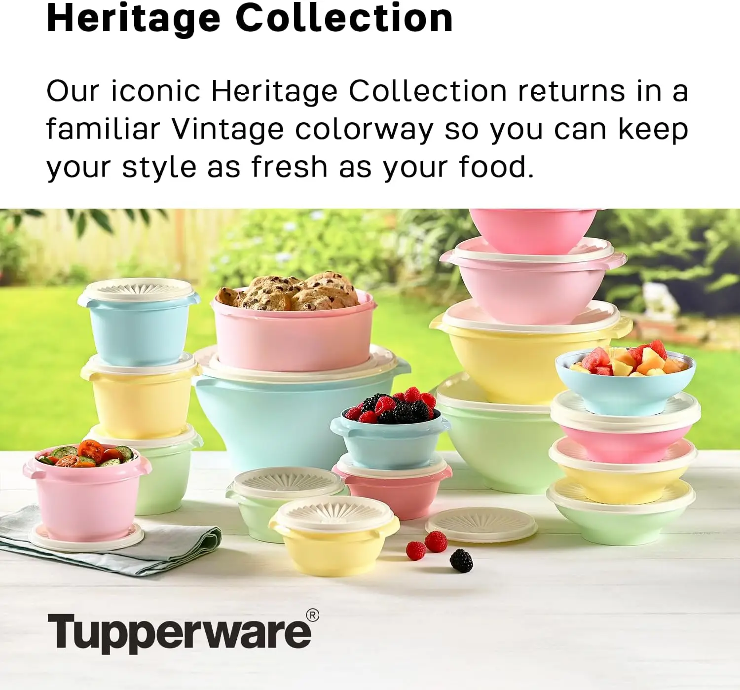 Tupperware Heritage Collection 36 Piece Food Storage Container Set in Vintage Colors- Dishwasher Safe & BPA Free - (18 container