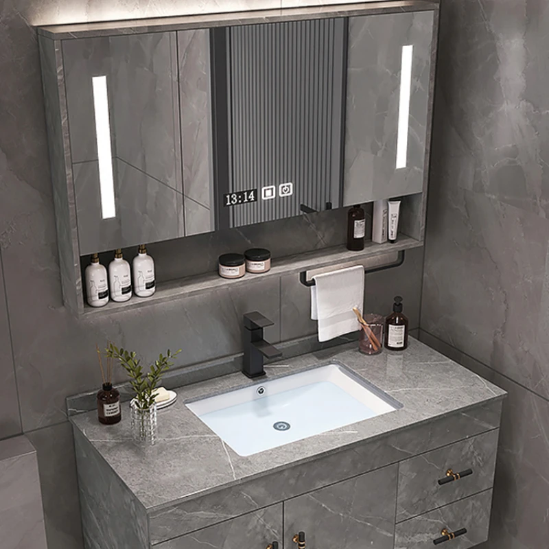 Slate bathroom cabinet combination solid wood bathroom washstand