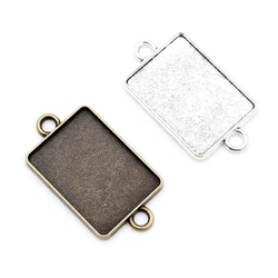 10pcs 18x25mm Inner Size Rectangle Antique Silver Plated Bronze Classic Cameo Cabochon Base Setting Pendant necklace findings
