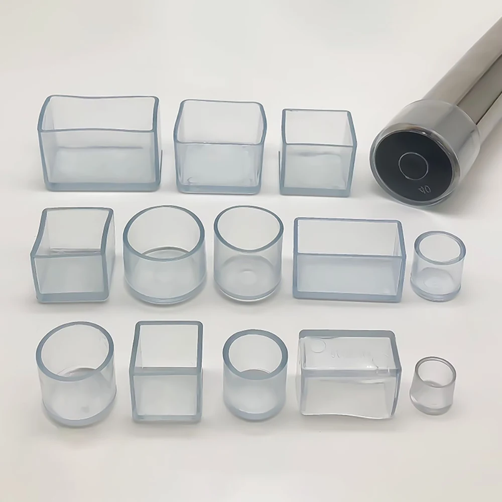 1-100Pcs Transparent PVC Chair Leg Cover Square/Round Non-slip Furniture Feet Caps Furniture Leveling Feet Hole Plug Dust Cover image 3