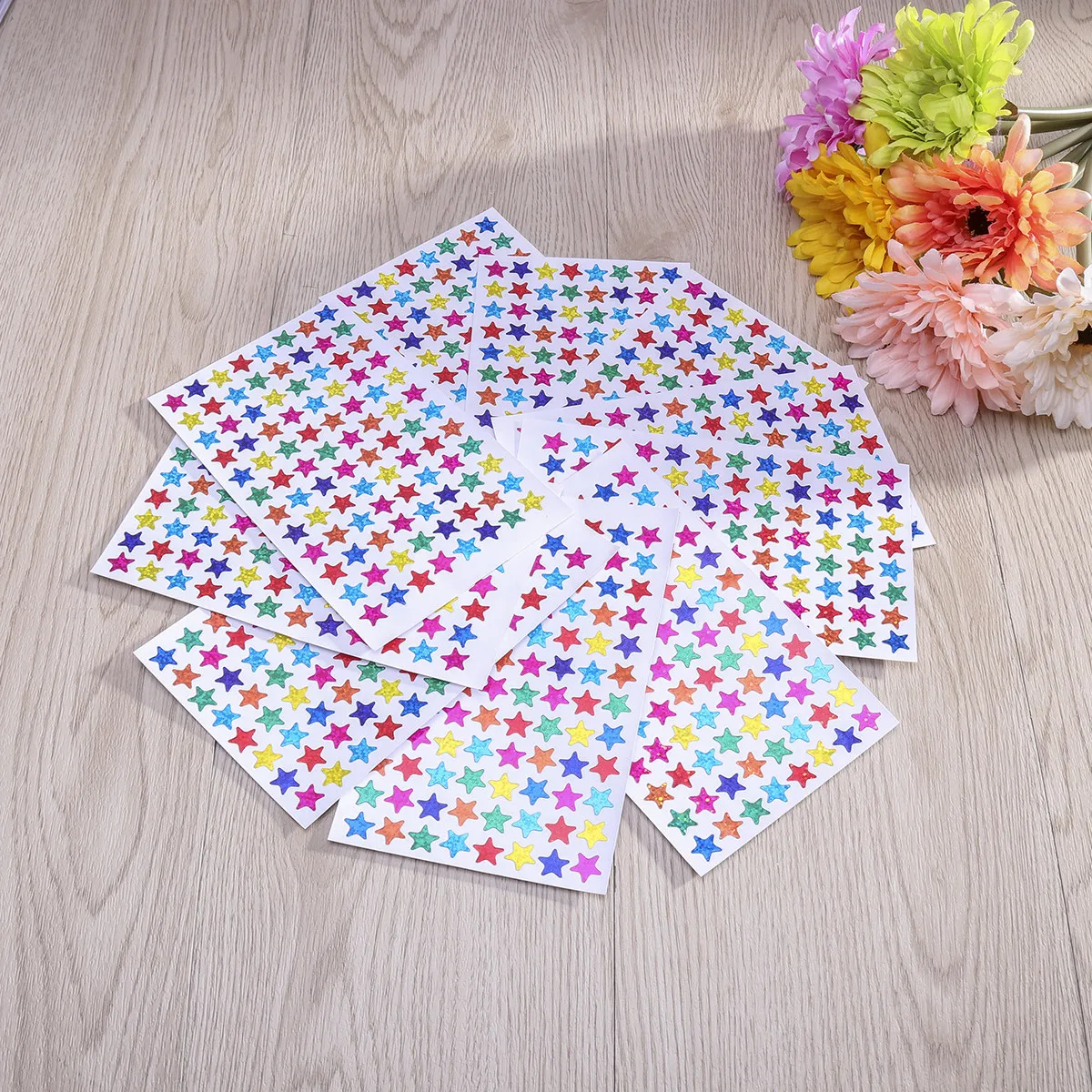 

4800Pcs Rainbow Bright Bling Star Stickers Self-Adhesive Easy Peel Stick No Residue Sparkling Effect for Teachers Rewards