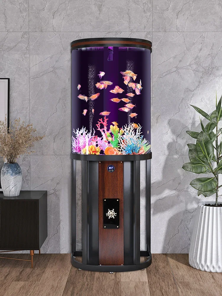 

Semi circular fish tank living room, small household, floor to floor intelligent lazy person, no need to change water acrylic