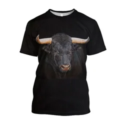 Fun Macho 3d Noord-Afrikaanse Bull Print T-Shirt Heren Oversized Gladde Spaanse Stierengevechten Losse T-Shirt Street Wear T-Shirt