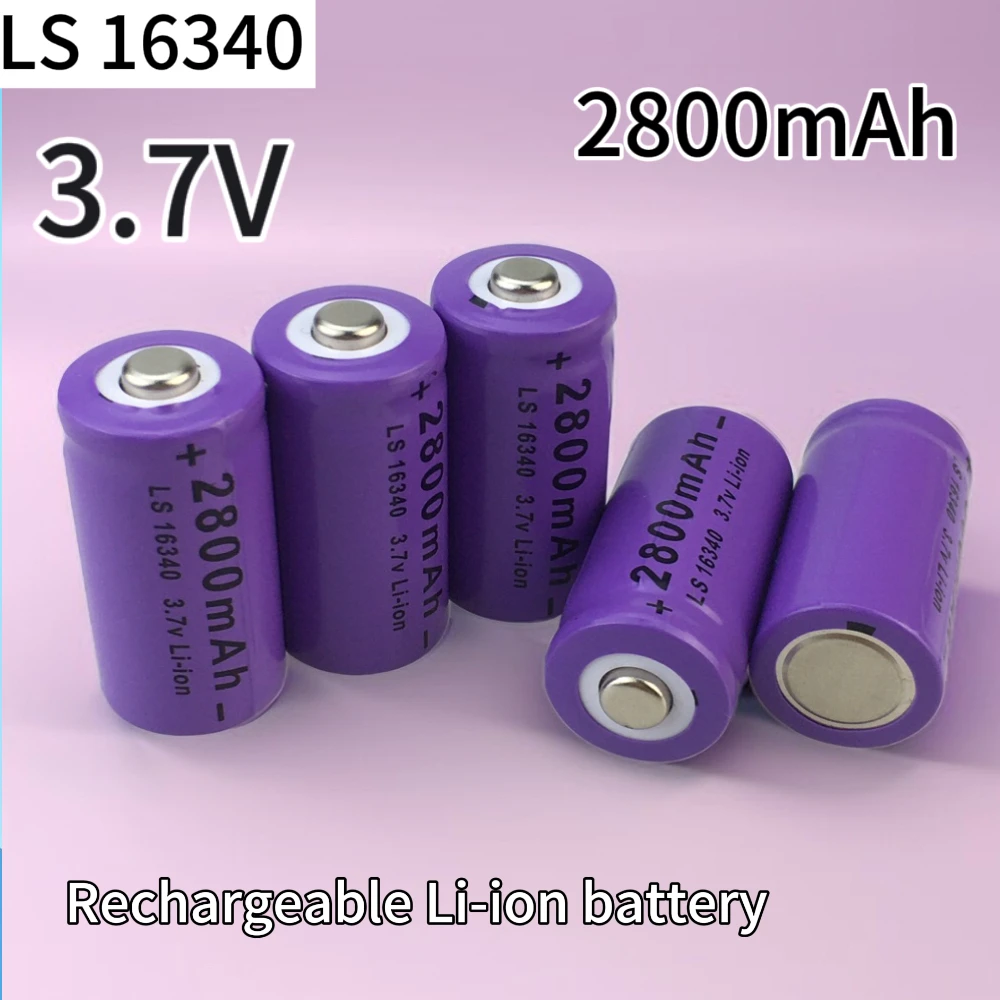 

2024 NEW CR123A RCR 123 ICR 16340 Battery 2800mAh 3.7V Safety Camera Rechargeable Lithium Ion Battery