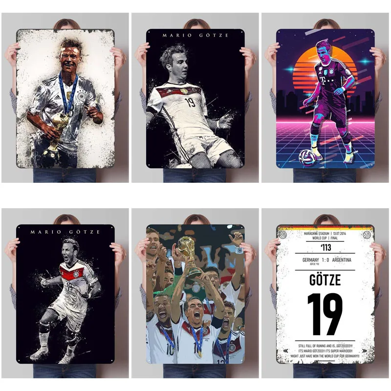

Mario Gotze Poster Football Sports Tinplate Sign Room Decoration Home Custom Metal Signs for Wall Art Decoration Room Decor Men