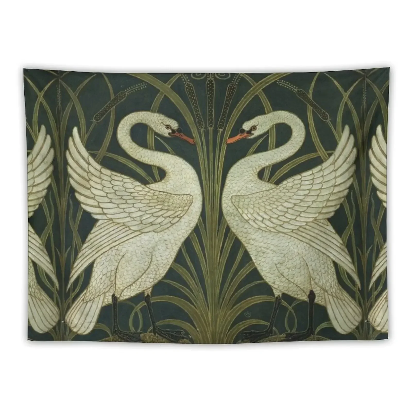 

Art Deco - Swan, Rush, and Iris Tapestry Bedroom Decorations Korean Room Decor Tapestry