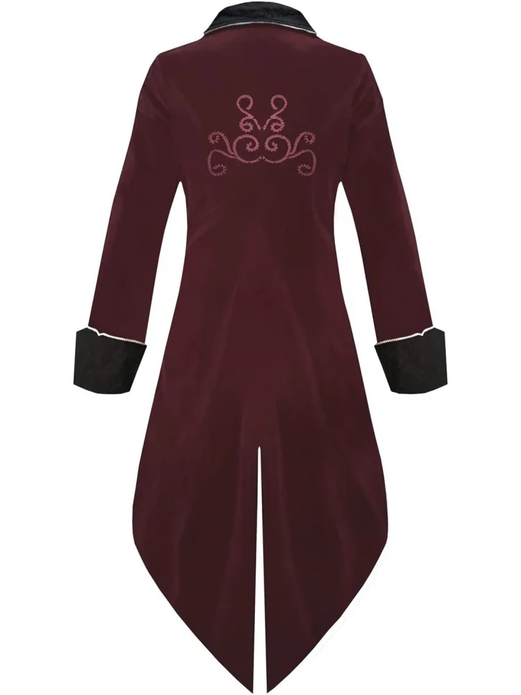 Medieval Steampunk Tailcoat Halloween Costumes for Men, Renaissance Pirate Vampire Gothic Jackets Vintage Warlock Frock Coat