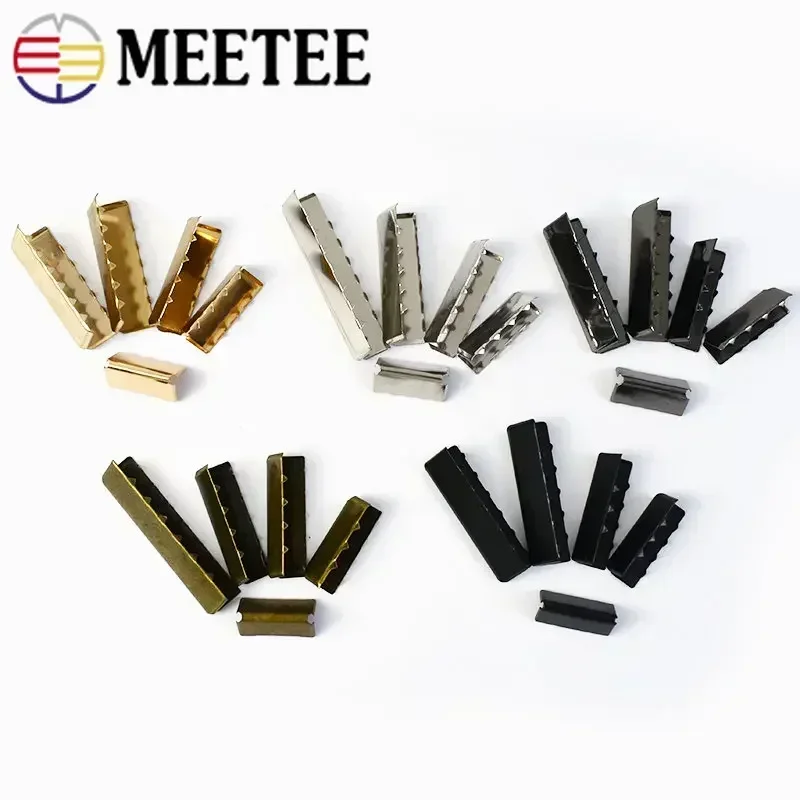 50Pcs Bag Strap Buckles Metal End Clip Clasp For Webbing Belt Sewing Pants Tails Stopper DIY Handbag Garment Accessories