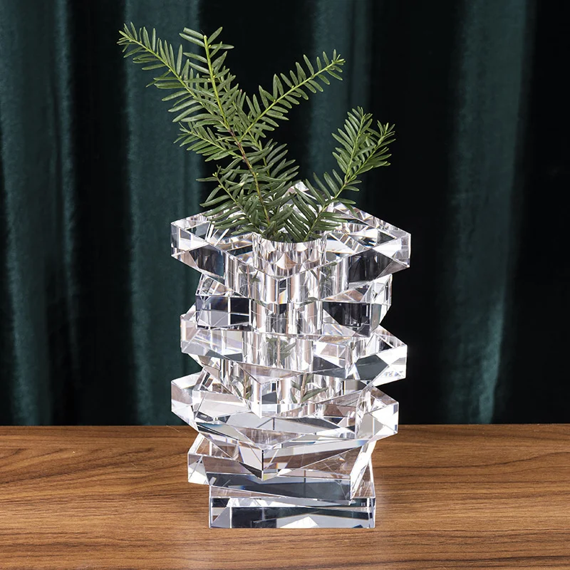 Popular ins style four-way splicing crystal vase ornaments, home hotel sample room ornaments