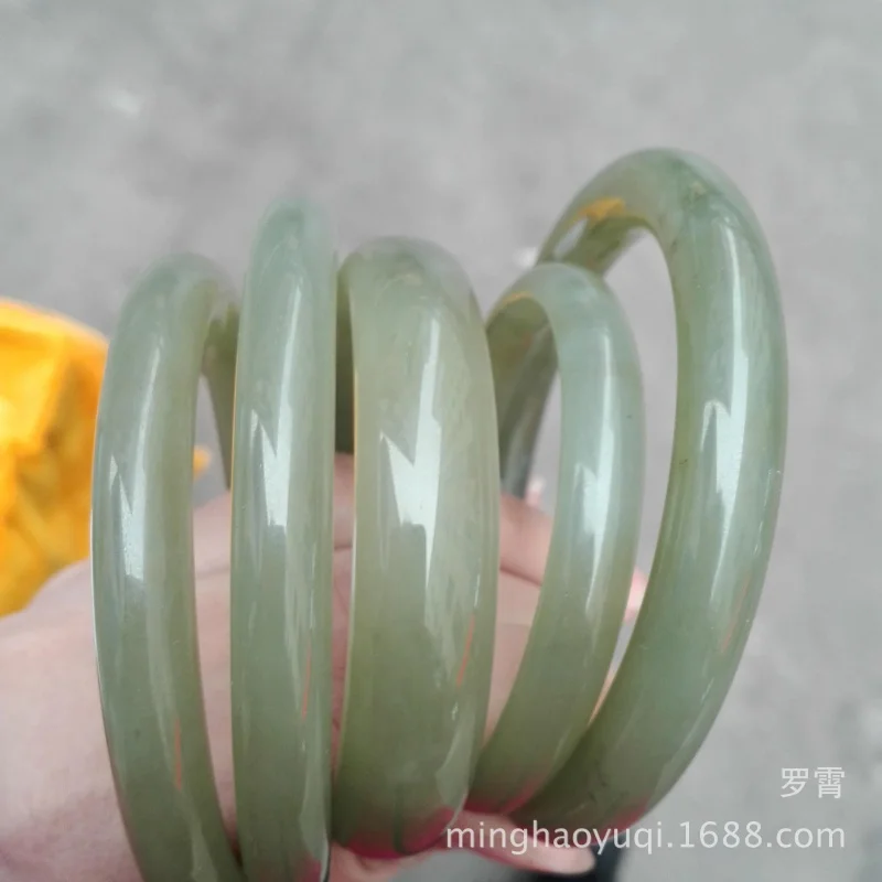 

Wholesale Hetian Jade White Jade Bracelet Qinghai Material Jade Green White Women's round Bar Bracelet Hetian Gray Jade Bracelet