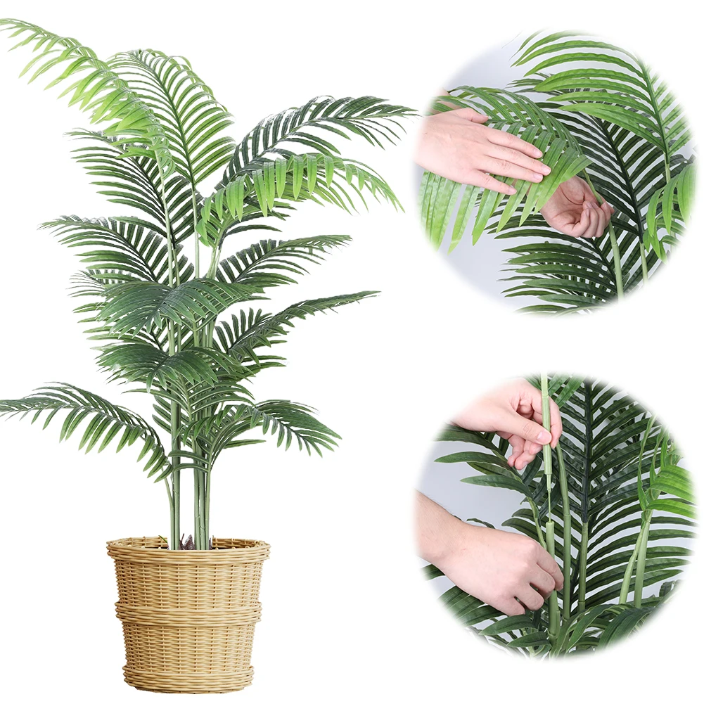 Palmera Artificial de 5 pies, planta de palma Tropical de imitación, plantas Dypsis Lutescens en maceta para decoración del hogar, oficina y sala de estar