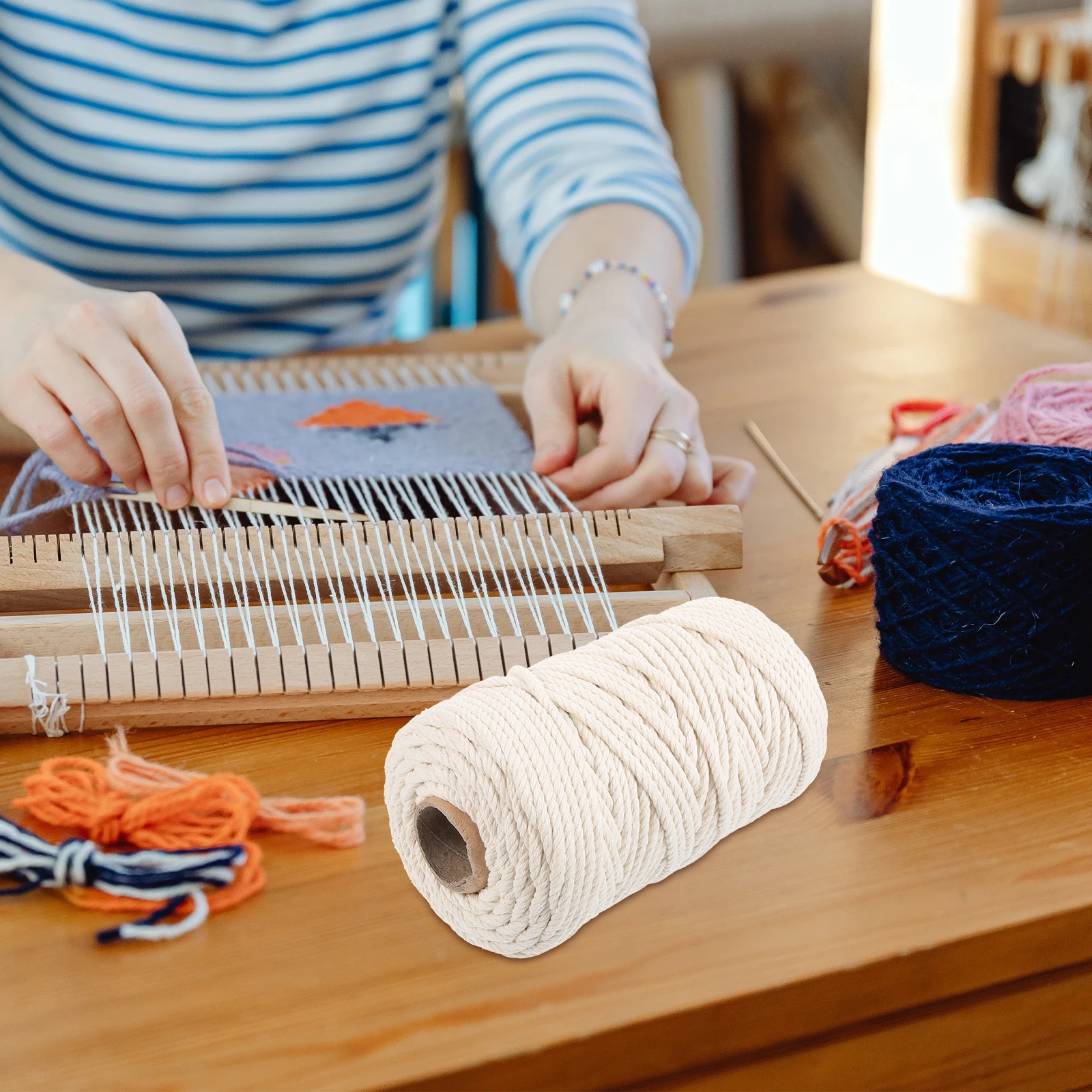 

1 Roll Macrame Cord 5mm Thick Cotton Rope for Crafts DIY Wall Hanging Basket Flowerpot Tapestry Woven Rope Heavy Duty Anti-Wear