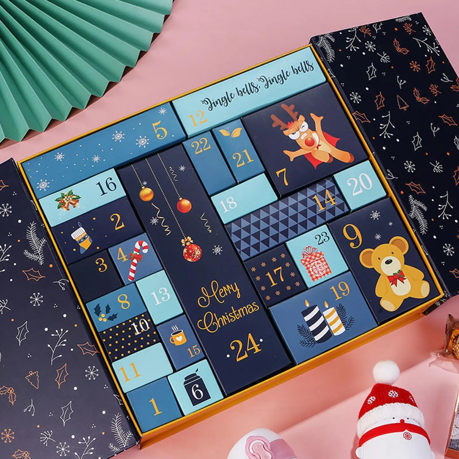 Elegant 24-Day Christmas Countdown Box for Small Gifts