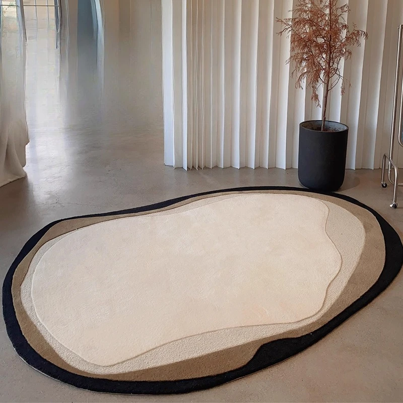 

Handmade carpet Annual ring special-shaped wool blended carpet Minimalist living room coffee table blanket Thickened