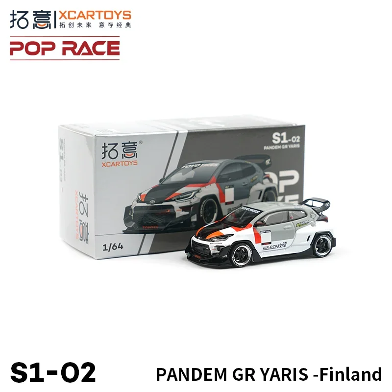 XCARTOYS POPRACE-modelo de coche de aleación fundida a presión, juguetes de regalo decorados, PANDEM GR YARIS Finland, juguetes de regalo para el Día de los niños, 1:64