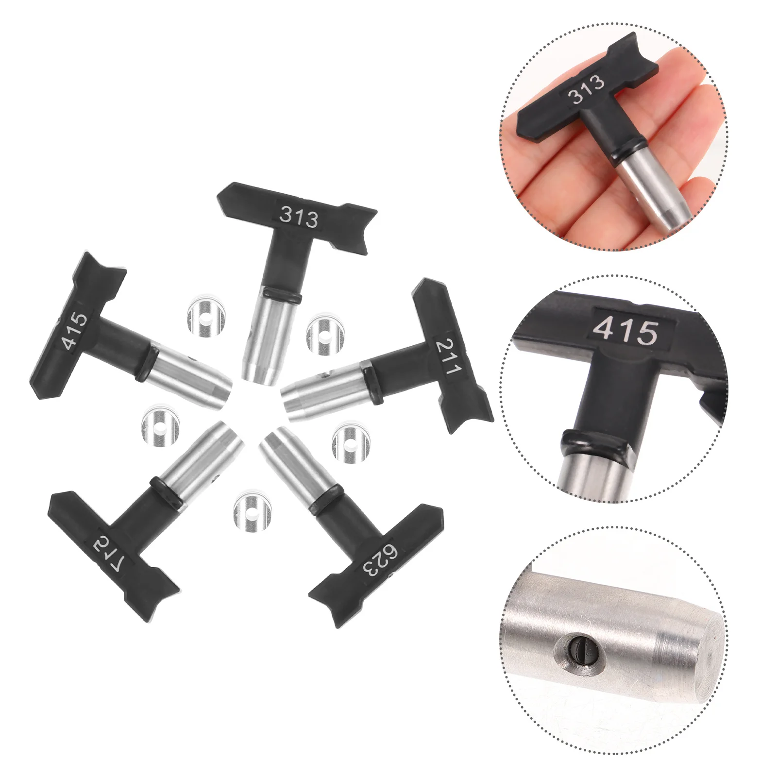 

5Pcs Airless Paint Sprayer Tip Kit Multi Size Nozzles 211 313 415 517 623 Efficient Painting Solution for Walls Furniture
