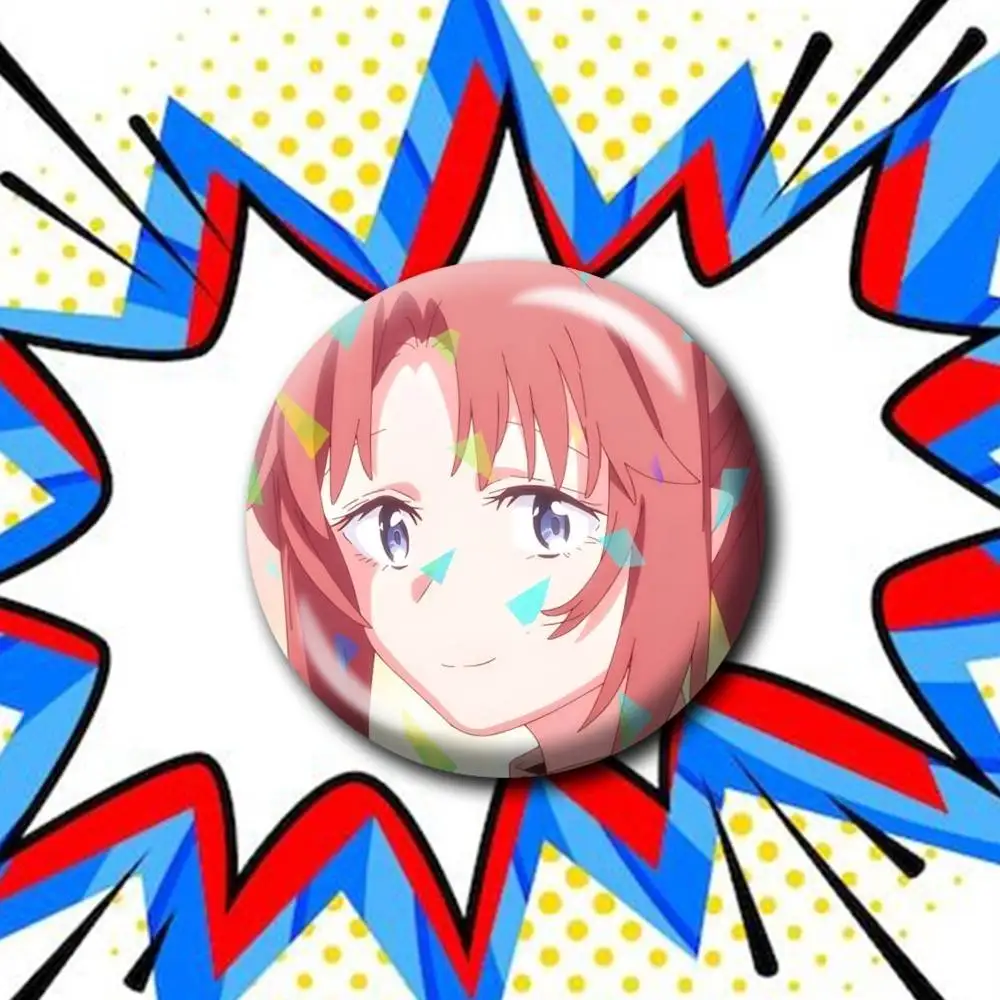 Botan Kamiina Fully Blossoms When Drunk Round Brooch Pins, Personalized Badges With Broken Glass Design Fashion Accessory