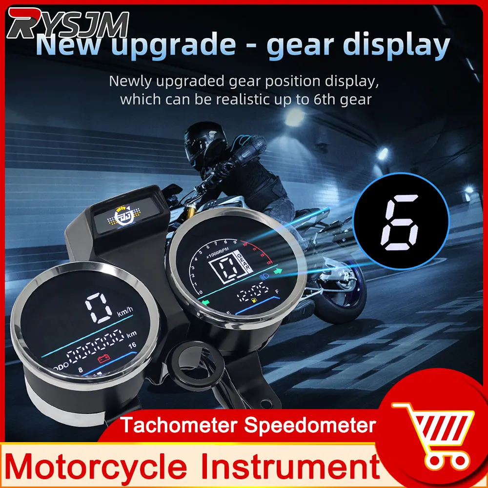 Motorcycle Speedometer MPH Km/h Digital Tachometer Hour Counter Speed Meter Odometer Gauge Gear Indicator Instrument For Suzuki