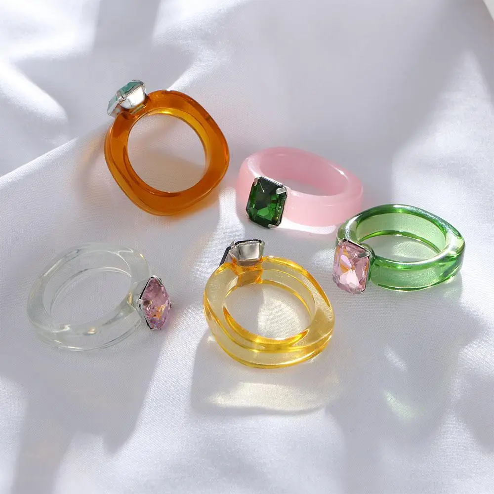 

Elegant Fashion Jewelry Women Girls Acrylic Irregular Finger Ring Resin Rings Geometric Transparent