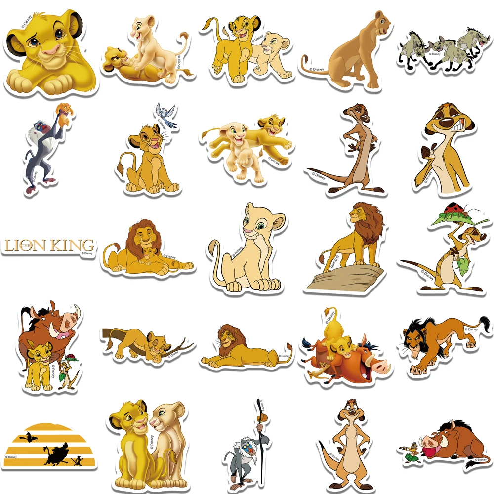 50PCS Disney The Lion King Stickers Cute Cartoon Movie Aesthetic For Laptop Skateboard Phone Car Anime Simba Sticker Kids Gift