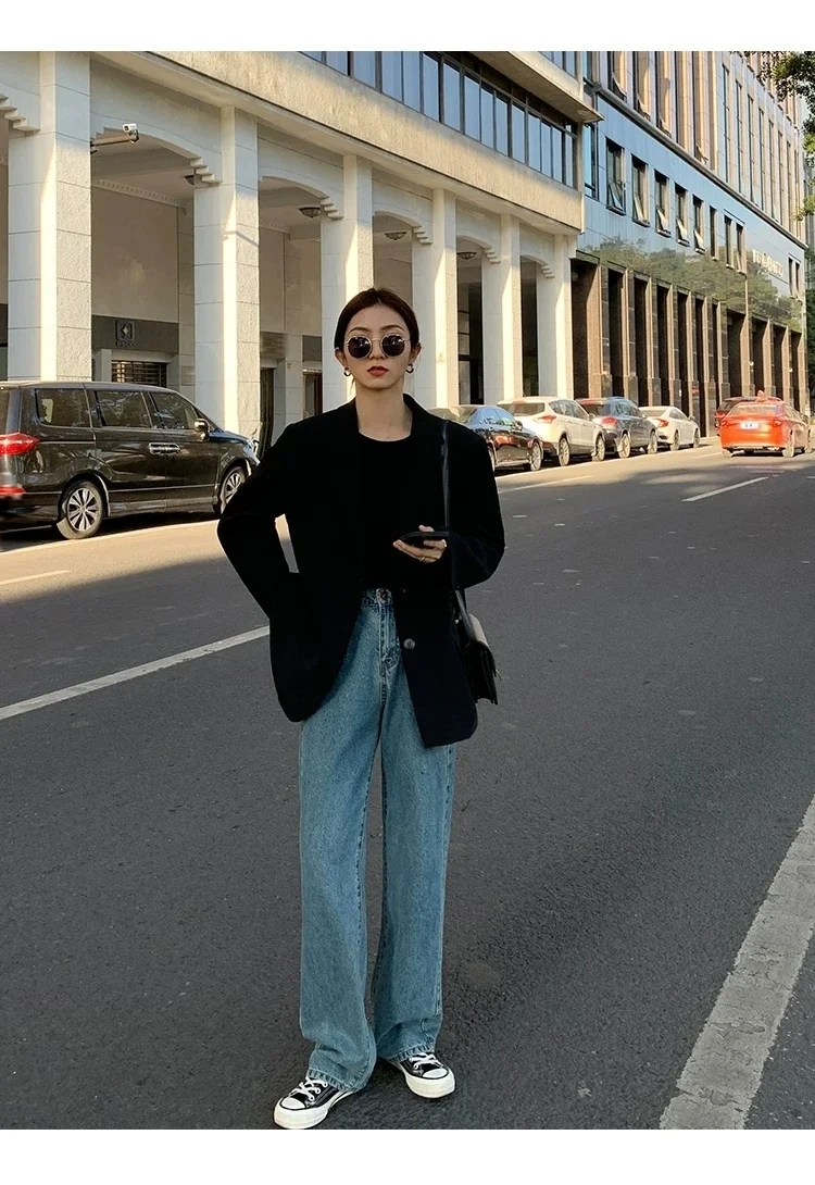 Blazers Female Summer Women'S Suit Crumpled Rear Fork Decor Waist-Hugging Stretch Colour Femal Bright Floating Longsleeves Midi