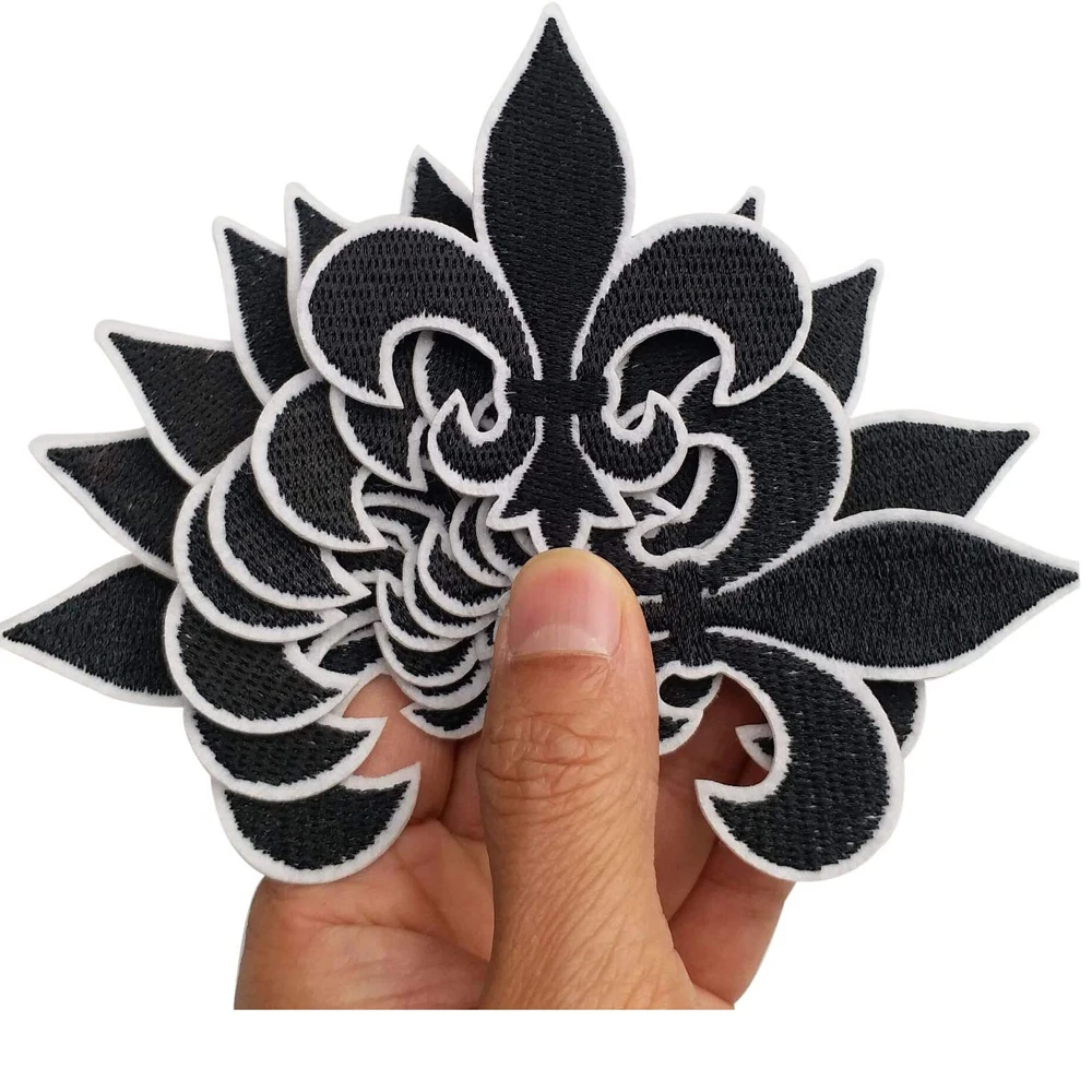 10Pcs Black Fleur De Lis NFL Patch Iron On Embroidered Patches Appliques Embroidery