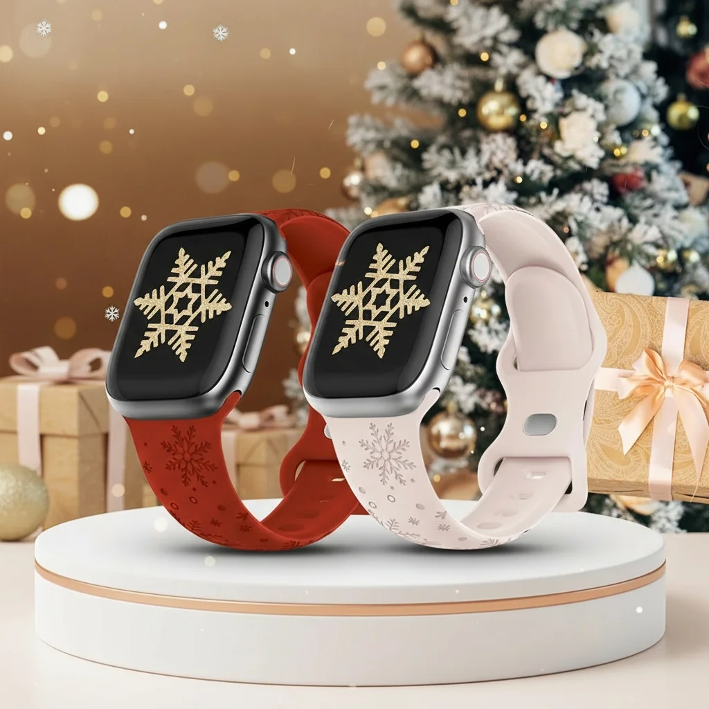 حزام عيد الميلاد منقوش لساعة أبل 44 مللي متر 45 مللي متر 46 مللي متر 42 مللي متر 40 مللي متر 41 مللي متر سوار كوريا IWatch Series 11 10 9 8 7 Ultra SE3