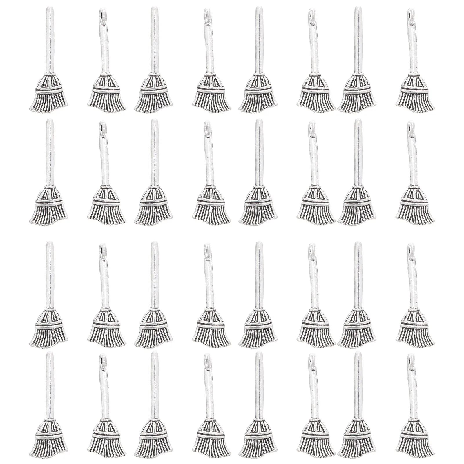 

200Pcs Retro Broom Charms for Halloween DIY Jewelry Supplies Mini Alloy Pendants Crafted Decorative Accessories for Necklaces