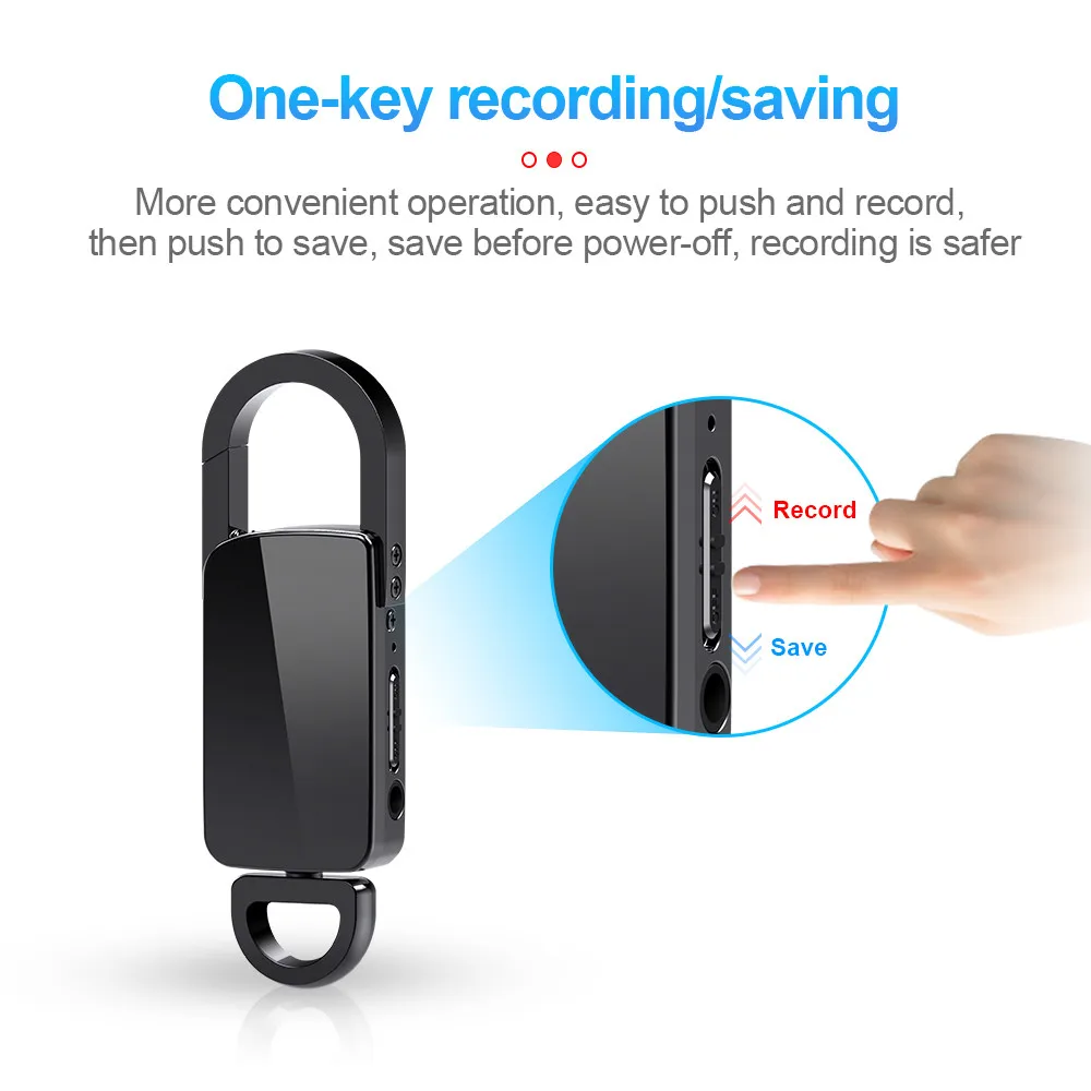 Shoumi Mini Recorder Audio Voice Recorder Hidden Dictaphone Device Sound 16G 32G Key Chain Digital Small Voice Dictaphone Mp3