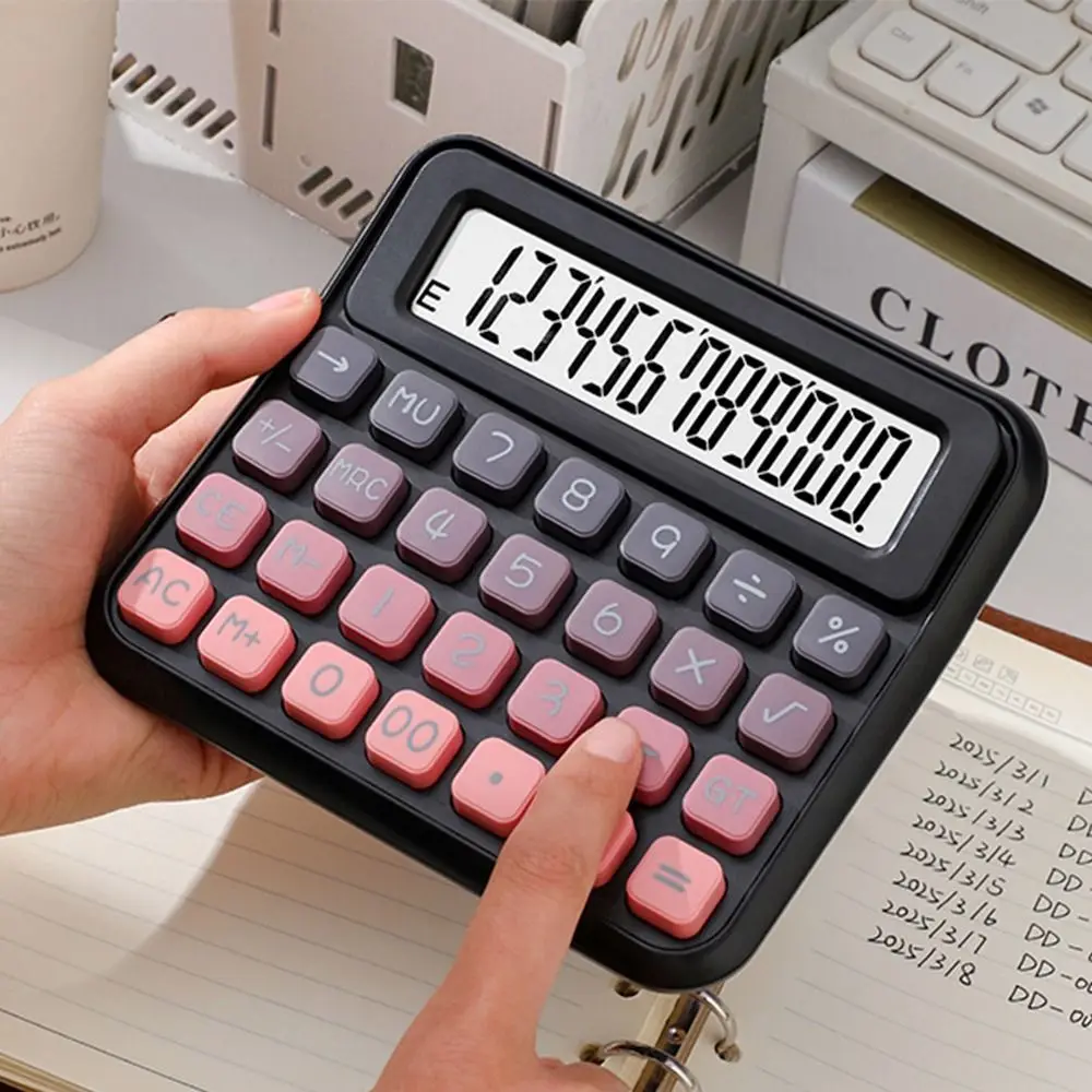 Cute 12 Digits Calculator Candy Color Easy To Use Desktop Calculator Anti-slip Pad Battery Operated Finance Calculator