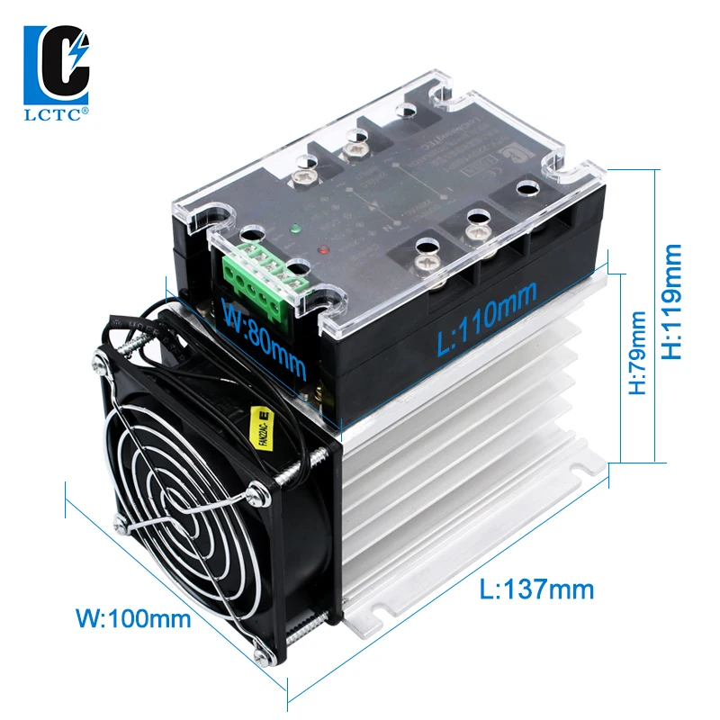 LCTC Voltage Regulator Relay With Heat Sink 220V 380V 100A 120A Single Phase Control Enhanced Isolation Module AC stabilizer