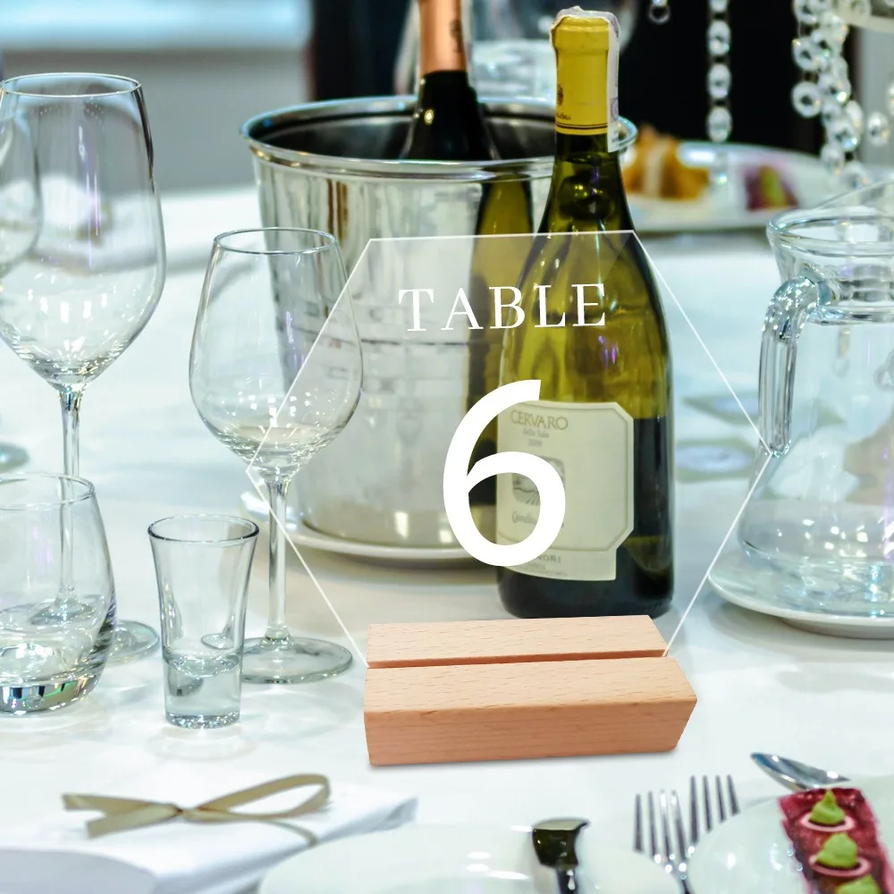 Round/Butterfly/Hexagon with Base Table Place Card Table Number Sign Menu Display Frame Table Number Plate Card Display Stand view 4