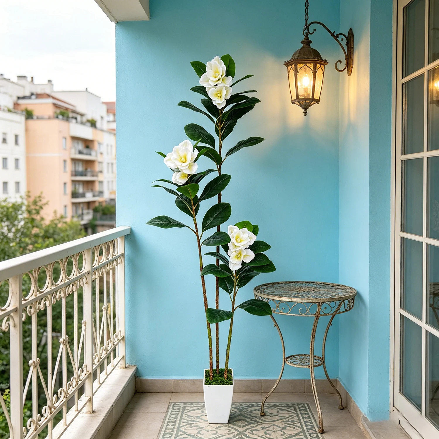 

4.6FT-5.9FT Artificial Magnolia Tree With Flowers Lifelike Faux Floral Plant Realistic Fake Tree For living room Indoor Decor