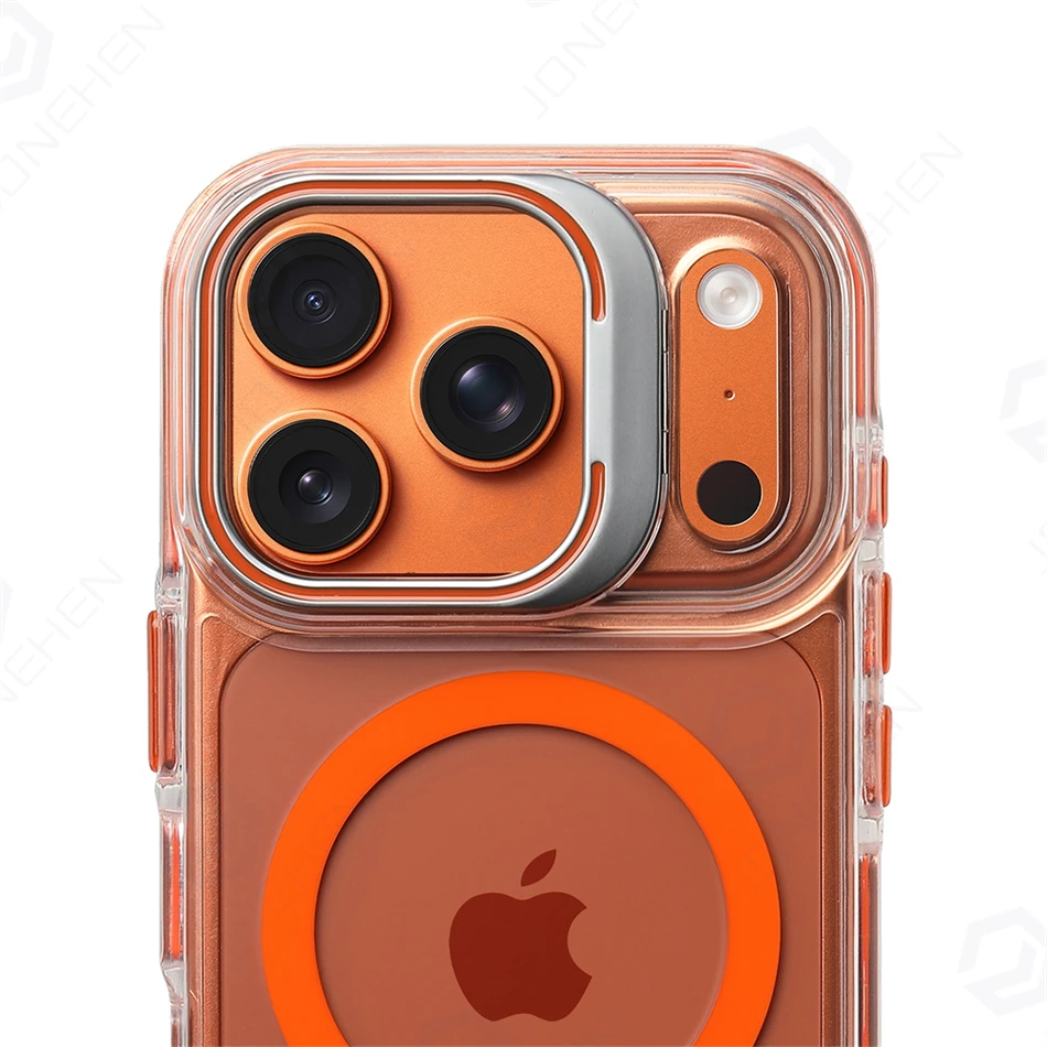 Magnetyczne przezroczyste etui Magsafe Hit Frame do iPhone Air 17 18 Pro Max 16 15 14 Pro z metalowym uchwytem i podstawką, odporne na upadki. — zdjęcie produktu 4