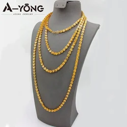 Luxury Arabic Long Necklace 21k Gold Plated 80cm 160cm Italian Vintage Chains Dubai Muslim Women Wedding Party Jewelry Gifts