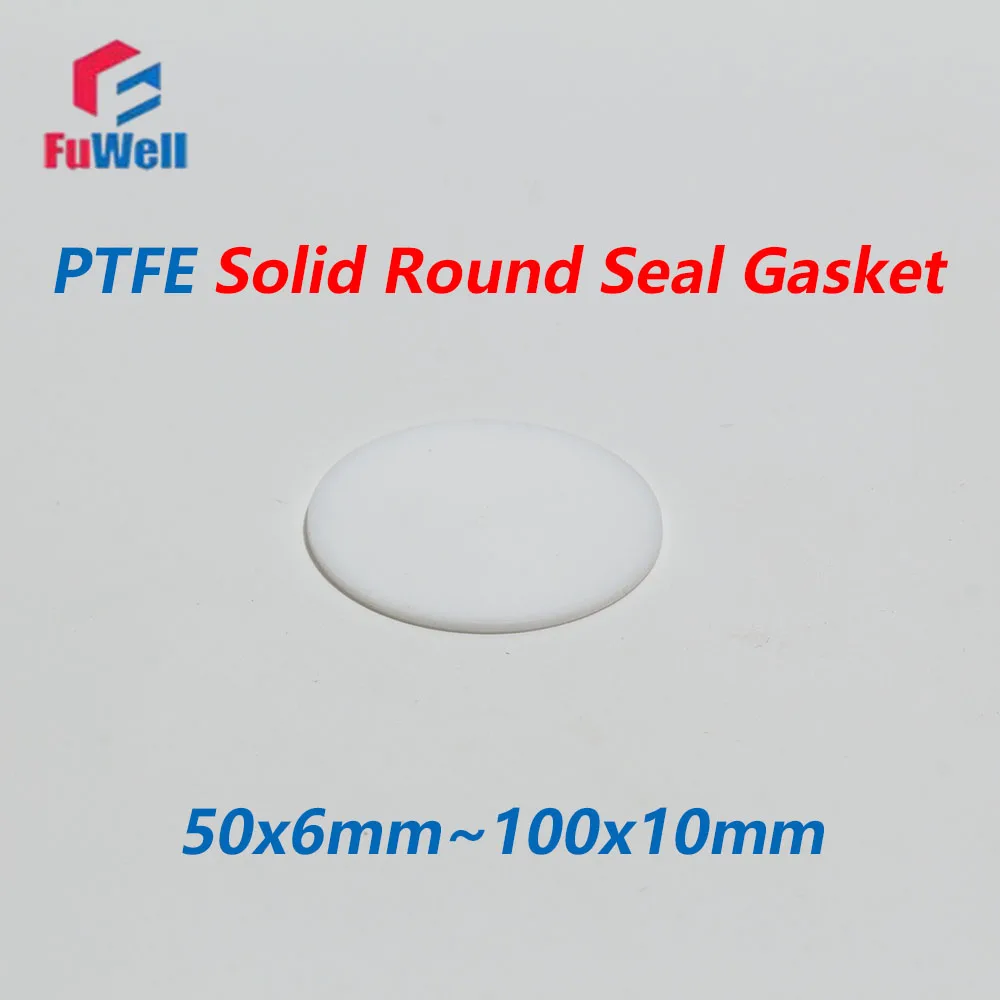 Fuwell 2pcs PTFE Solid Disc Polytetrafluoroethylene round Gasket Corrosion-Resistant Plastic Disc Plate Diameter 50x6mm~100x10mm