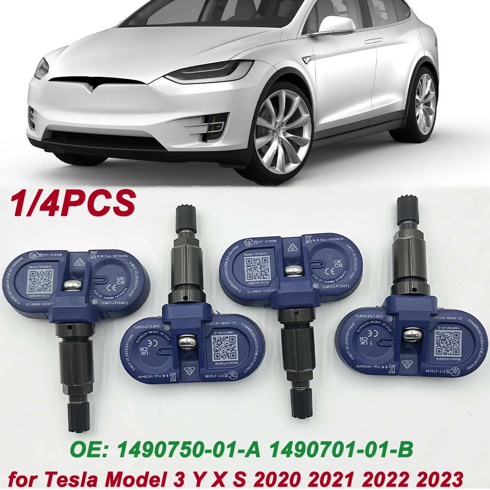 

1/4Pcs For 2020 2021 2022 2023 Model 3 Y X S 1490701-01-B 1490750-01-A TPMS Pressure Sensors Bluetooth Tire Pressure Monitor