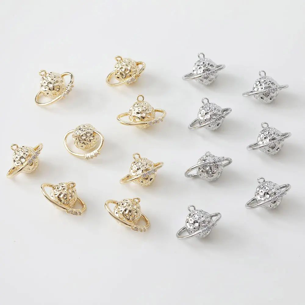 2PCS 12*17mm 14k Gold Plated Star Ring Zircon Pendant Necklace Charms for Jewelry Making Bracelet DIY Made Brass Accessories
