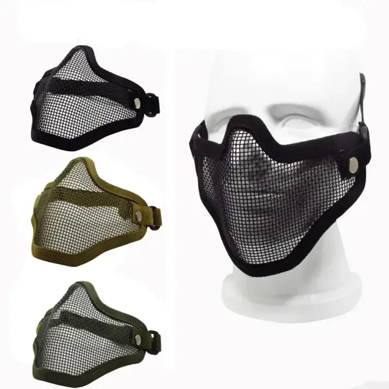 Tactical Paintball Steel Mask Airsoft Steel Wire Mesh Skeleton V1 Half Face Protective Mask for Outdoor Cycling Hunting Wargame