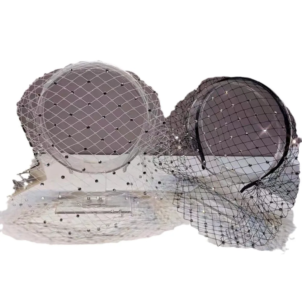 Woman\'s Vintage Black Mesh Headband Face Covering Veil Wedding Suitable for Bridal Accessories Party PROM Birthday Headdress
