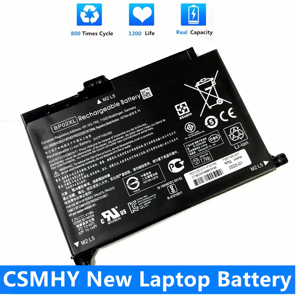 CSMHY New Laptop Battery BP02XL For HP Pavilion PC 15 15-AU 849909-850 (F9-21) 849569-421 HSTNN-LB7H BP02041XL