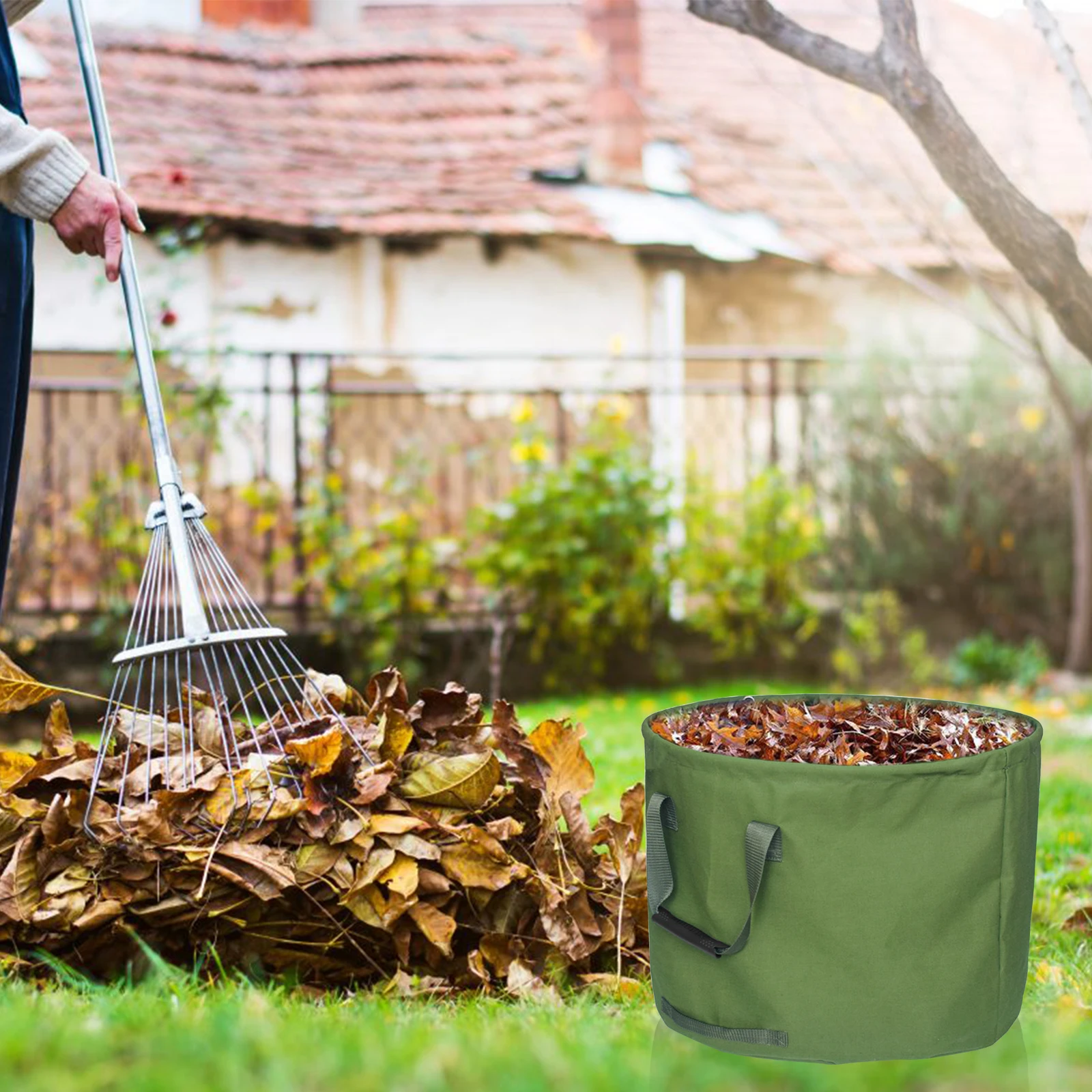

1pcs Garden Leaf Waste Canvas Bag, Multipurpose Durable Canvas Yard Cleaning, Heavy Duty Collapsible Trash Can Storage Packaging