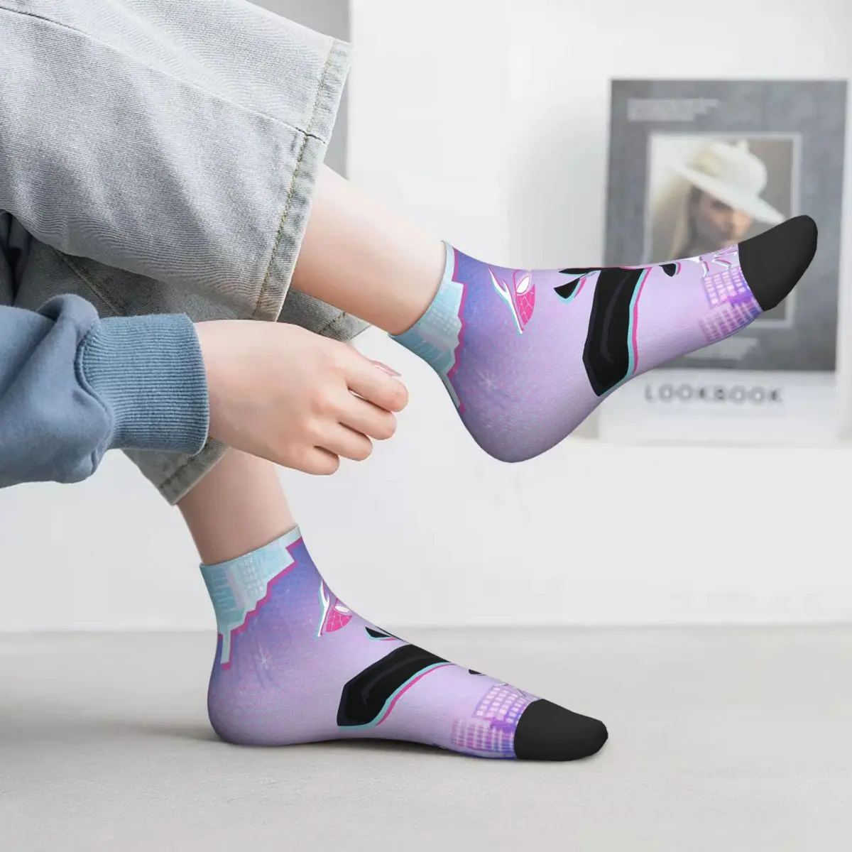 

Носки Spider-Gwen 1, высококачественные чулки в стиле Харадзюку, всесезонные носки, аксессуары для унисекс, рождественские подарки