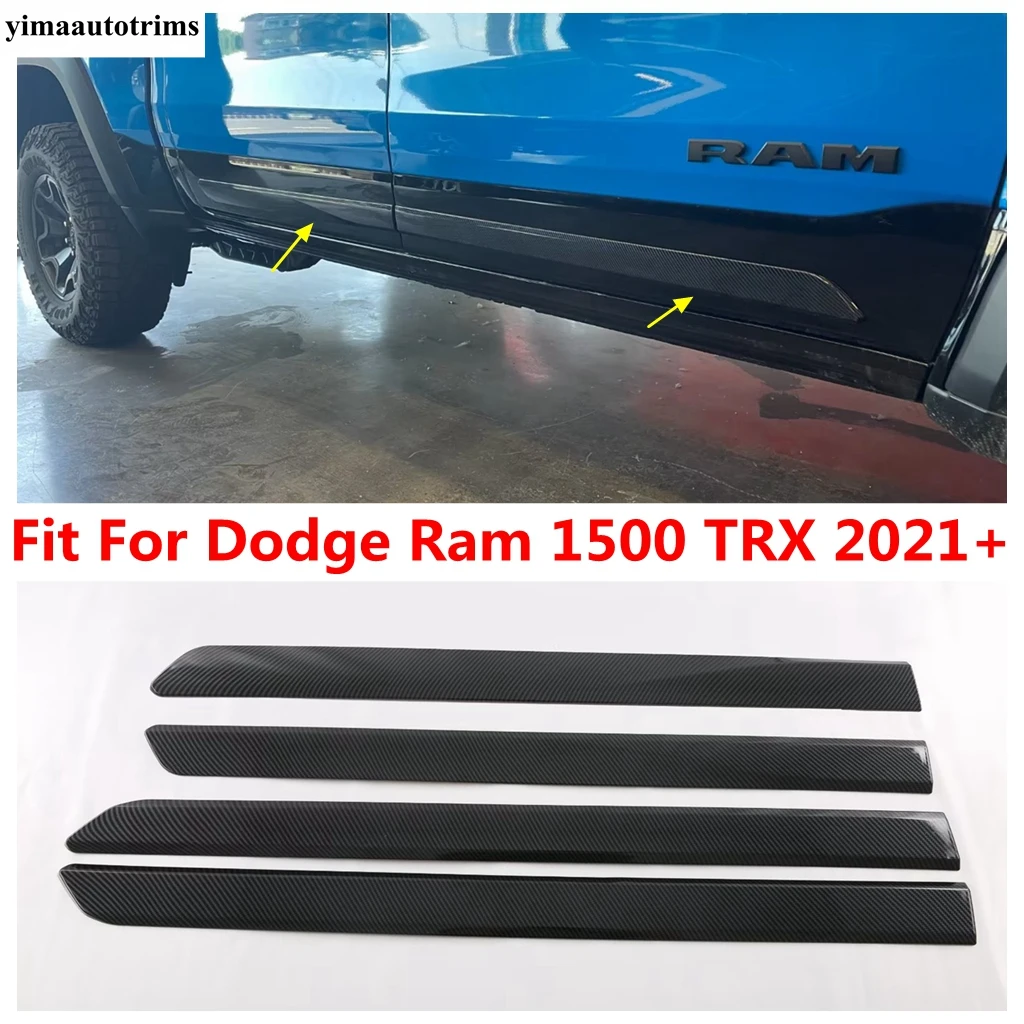 

Car Side Door Body Molding Strip Decoration Cover Trim For Dodge Ram 1500 TRX 2021 2022 2023 ABS Carbon Fiber Look Accessories