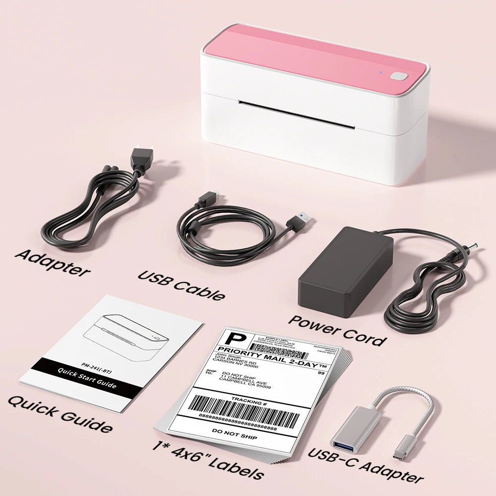 

Phomemo 241 Bluetooth Thermal Small Shipping Label Printer 150mm/s Wireless Label Printer 25mm-118mm Barcode for Bluetooth/USB