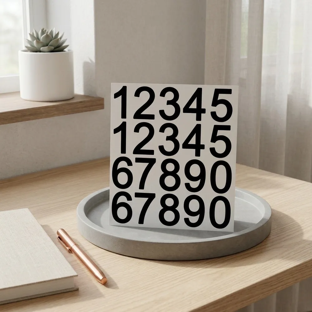 2 Packs Wall Decals Pieces Self-adhesive Waterproof Reflective Scrapbooking Supplies Mailbox Decal For Trash Bin Numbering
