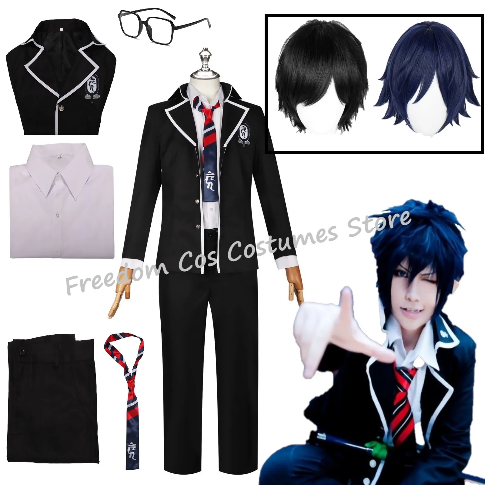 

Anime Ao No Exorcist Cosplay Blue Exorcist Rin Okumura Cosplay Costume Okumura Yukio Cosplay School Uniform Men Halloween suit